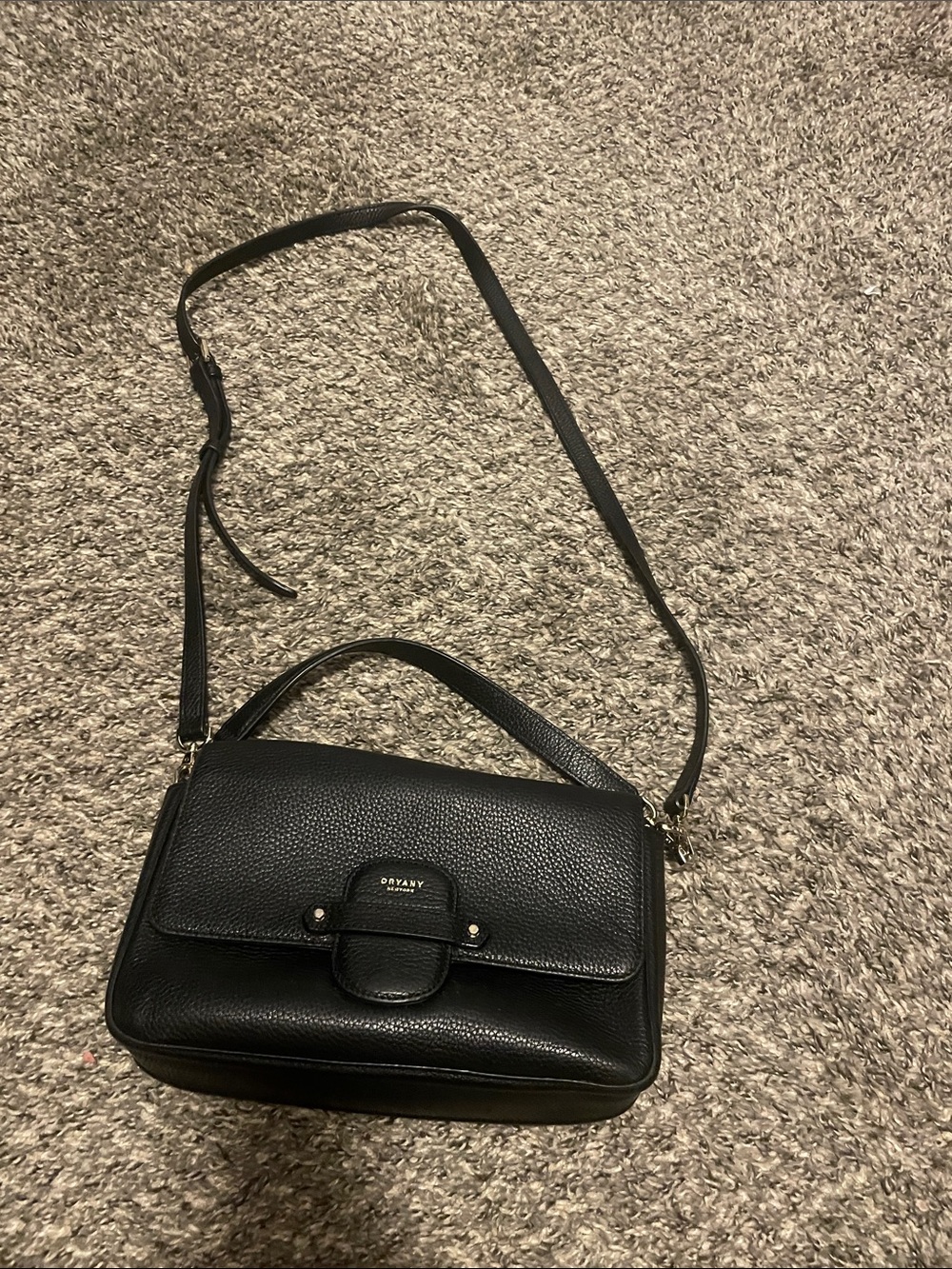 orYANY Black Pebbled Leather Top-Handle Crossbody